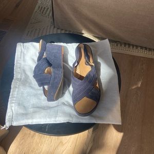 J.Crew wedge sandal. Navy blue suede.